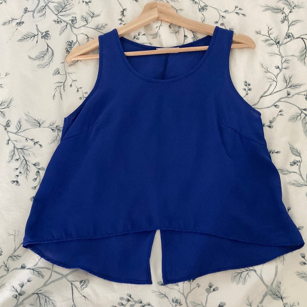 Cobalt Blue Sleeveless Work Blouse Tank Top
